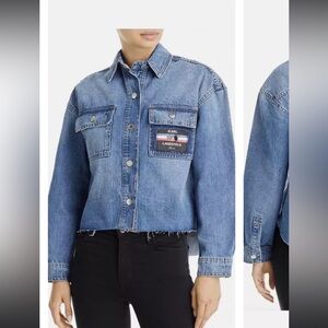 Karl Lagerfeld Paris Women Iceberg Cut Off Denim Jacket